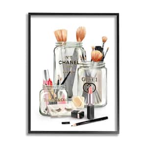 Fashion Brand Makeup In Mason Jars Glam Design By Ziwei Li Framed Print Abstract Texturized Art 16 in. x 20 in.