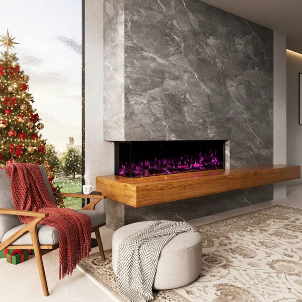 3 Sided Electric Fireplace, 3000W 50 in. Smart WiFi Electric Fireplace Insert with Crackling Sound, RGB LED Flame Colors