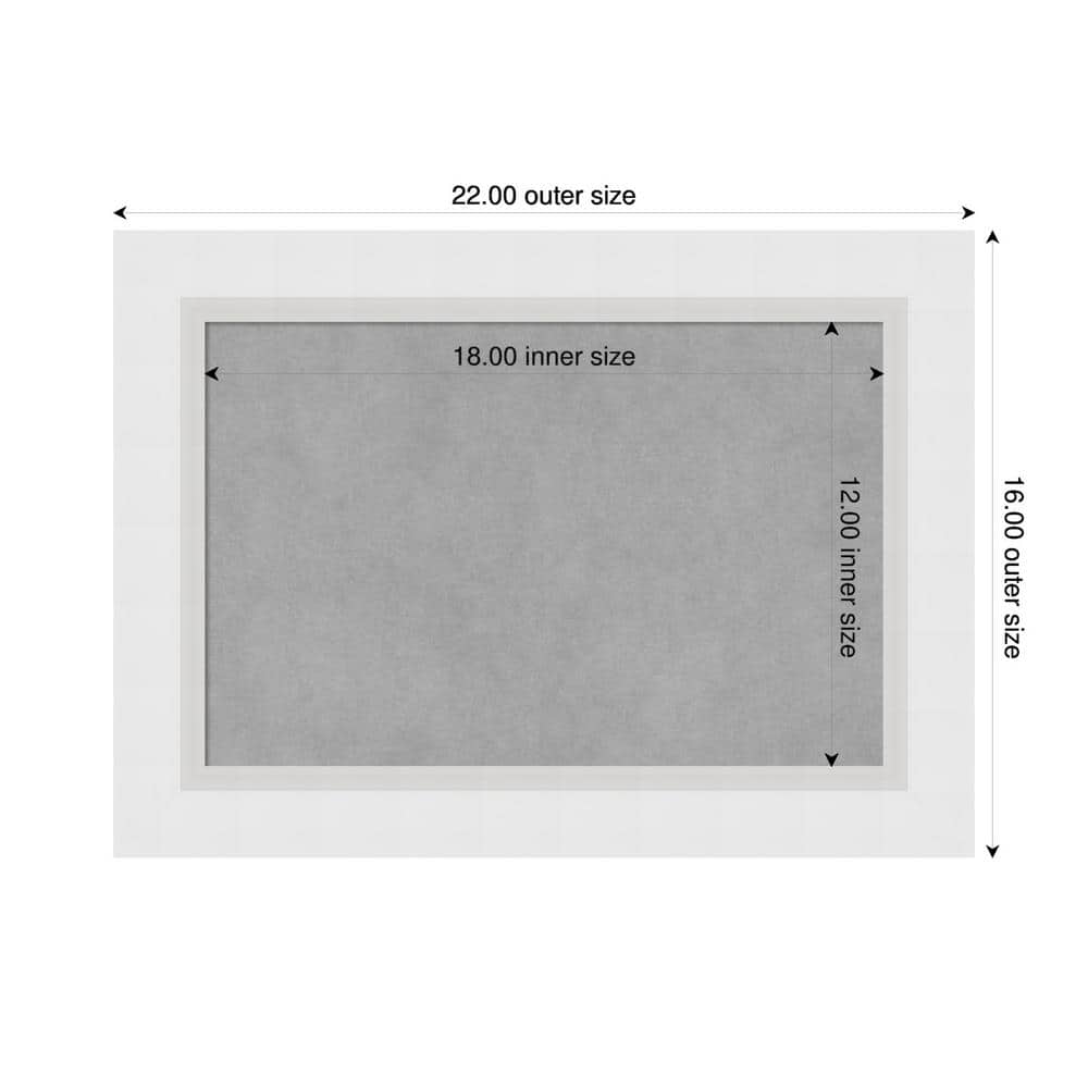 Blanco White and Grey Wood Framed Magnetic Memo Board