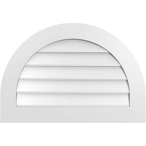 Ekena Millwork 32 in. x 22 in. Round Top White PVC Paintable Gable Louver Vent Non-Functional