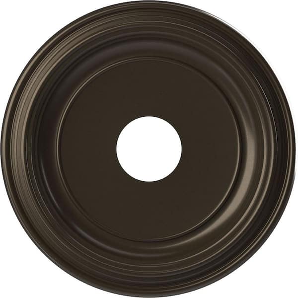Ekena Millwork 16 in. O.D. x 3-1/2 in. I.D. x 1-3/8 in. P Traditional Thermoformed PVC Ceiling Medallion in Metallic Dark Bronze