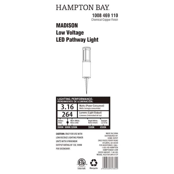 Hampton Bay Ambrose Low Voltage 2.4 Lumens Black Integrated LED