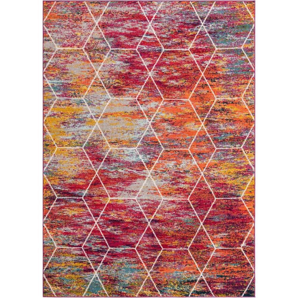 Trellis Frieze Geometric Multi 8 ft. x 11 ft. Area Rug price history on PriceWatchPro