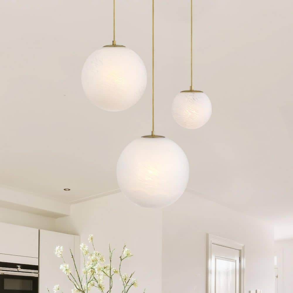 Pixie 3-Light Brushed Gold Modern Globe Chandelier for Entryways with Mixed-Size Etched Cloud Glass Shades price history on PriceWatchPro