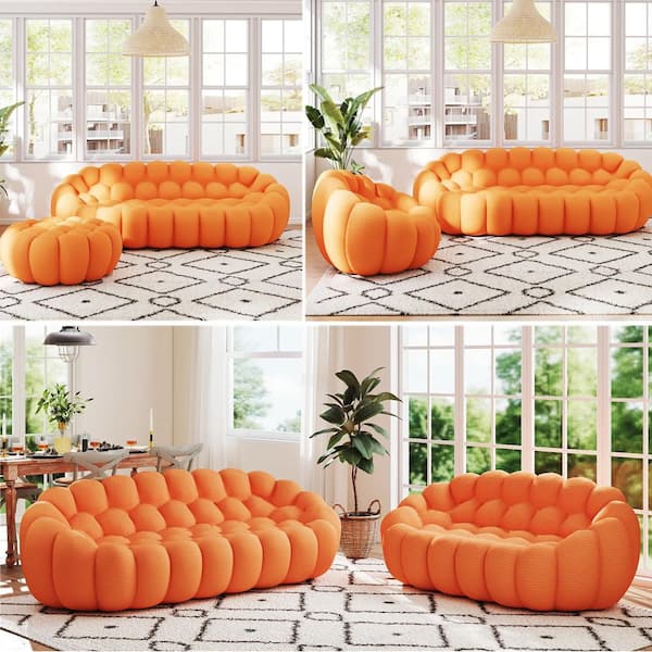 Magic Home 98.4 in. Armless Roche Bubble 1-Piece Fabric Curved