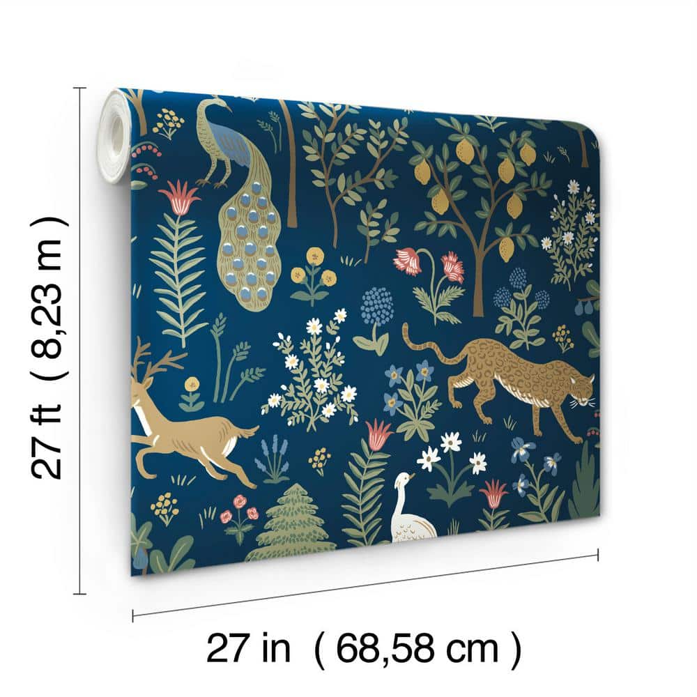 Menagerie Navy 27" L x 27" W Smooth Wallpaper Roll