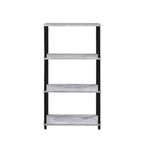 Nypho 44 in. Tall Weathered White and Black Finish Metal 3-Shelf Standard Bookcase with Storage