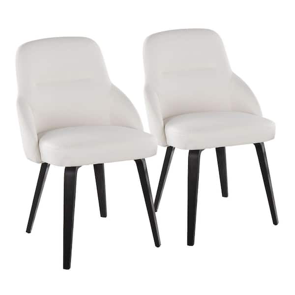 York Black Wood and White Faux Leather Upholstered Chair (Set of 2)