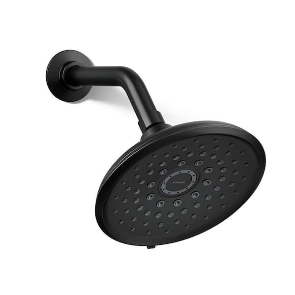 KOHLER Cursiva 3-Spray Patterns 6.75 in. Wall Mount Fixed Showerhead in Matte Black