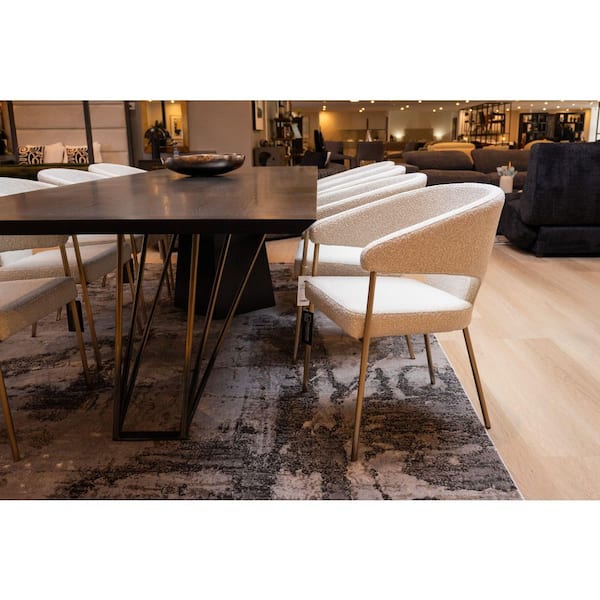 Claudine Light Grey Fabric and Antique Brass Dining Chair
