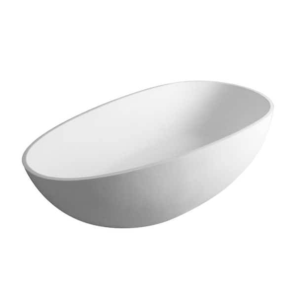 Unbranded SERGA 59 in. L Composite Flatbottom Solid Air Bath Freestanding Bathtub in White