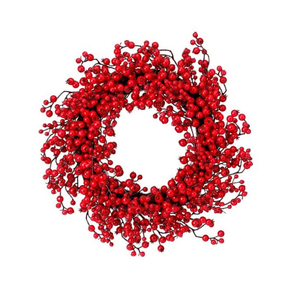 24 in. Red Artificial Waterproof Mixed Size Berry Wreath price history on PriceWatchPro