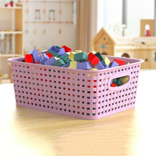 Purple 10 in. x 4 in. Plastic Decorative Basket Set of 6