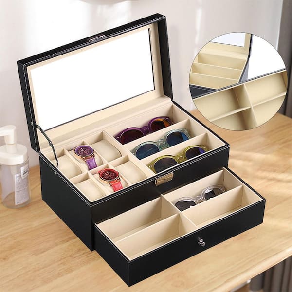 Multifunctional glasses box with several compartments, Schwarz · 6