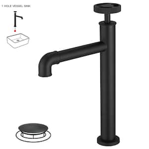 Industry Style Single Handle Single Hole Vessel Sink Faucet in Matte Black