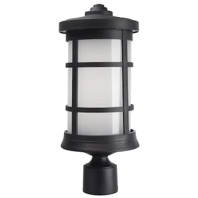 17.25 in. H x 7.25 in. W Black Housing and Frost Acrylic Lens Round Decorative Composite Post Top Light 3000K LED Lamp