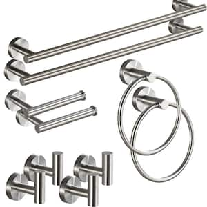 10-Piece Bath Hardware Set with Towel Ring Toilet Paper Holder Towel Hook and Towel Bar in Brushed Nickel