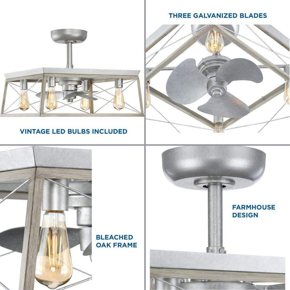 Briarwood 22-Inch Galvanized Farmhouse Ceiling Fan with Light and Remote
