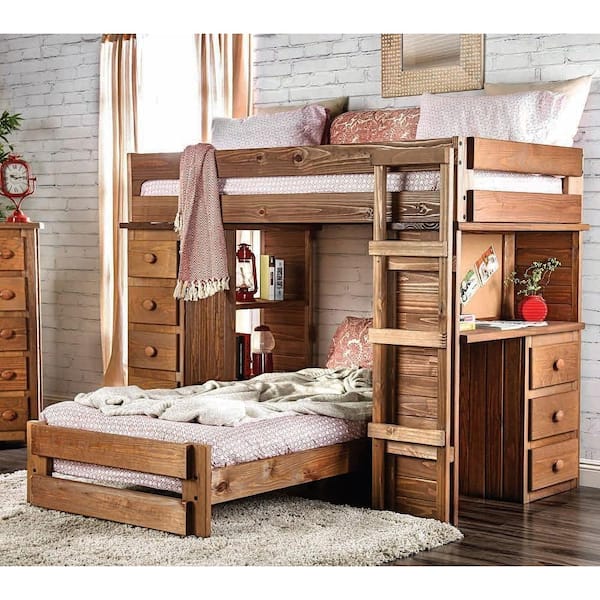 Mahogany Twin Loft Bed Am Bk600, Unstackable Bunk Beds
