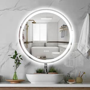 32 in. W x 32 in. H Round Frameless Anti-Fog Dimmable 3CCT LED Light Modern Wall Bathroom Vanity Mirror