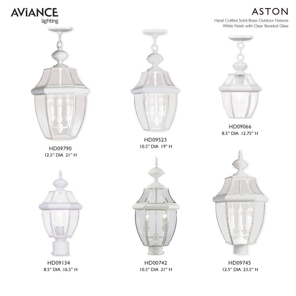 Monterey Elegant White Brass Outdoor Pendant with Clear Beveled Glass