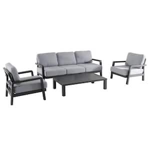 Molino 4-Piece Metal Outdoor Sofa Seating Set with Gray Cushions