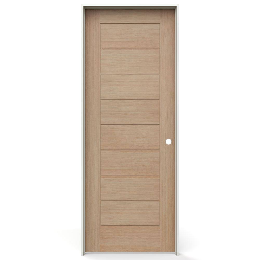 28 in. x 80 in. 8 Panel Groove Left-Handed Solid Core Clear Finish White Oak Wood Single Prehung Interior Door price history on PriceWatchPro