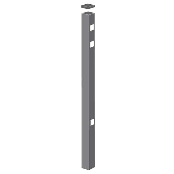 Barrette Outdoor Living Natural Reflections Standard-Duty 2 in. x 2 in. x 6-7/8 ft. Pewter Aluminum Fence Gate Post