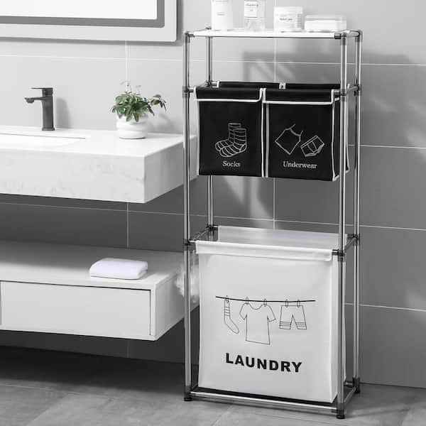 Tileon Laundry Hamper 3-Tier Laundry Sorter with 4-Removable Bags for Organizing  Clothes, Laundry, Lights, Darks, 3-Hooks WYHDRA169 - The Home Depot