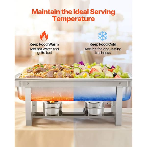 VEVOR 9 Qt. Rectangle Chafing Dish 4-Pack, Stainless Steel, Hollow