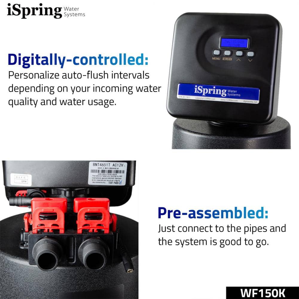 iSpring Black Whole House Water Filtration System with Smart Valve