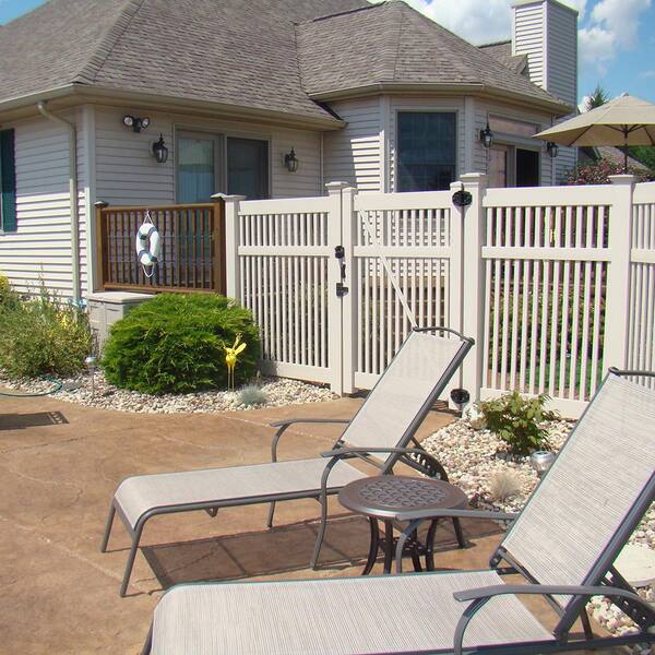Weatherables Neptune 4 ft. W x 5 ft. H Tan Vinyl Pool Fence Gate