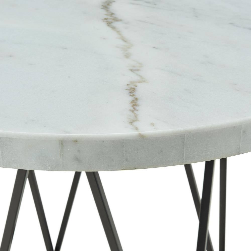 Round White Marble and Iron Counter Height Dining Table