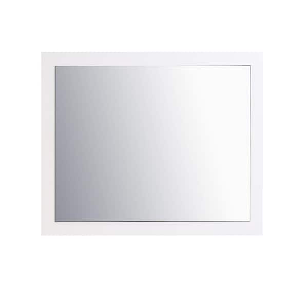 Sun 36 in. W x 30 in. H Framed Rectangular Bathroom Vanity Mirror in Gloss White