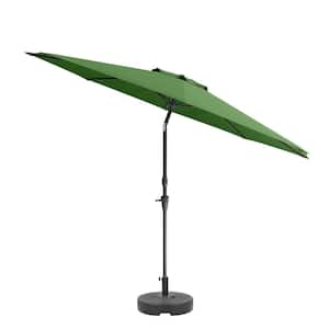 10 ft. Aluminum Wind Resistant Market Tilting Patio Umbrella and Base in Green