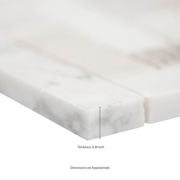 MSI - Angora Herringbone 12 in. x 14 in. x 0.38 in. Polished Marble Mesh-Mounted Mosaic Tile (1 sq.ft./Each)