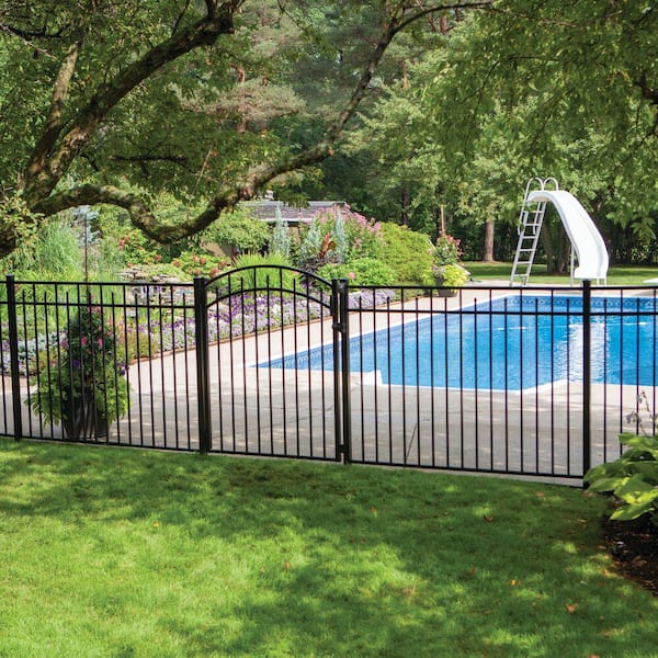 Brilliance Standard-Duty 4-1/2 ft. H x 6 ft. W Black Aluminum Pre-Assembled Fence Panel