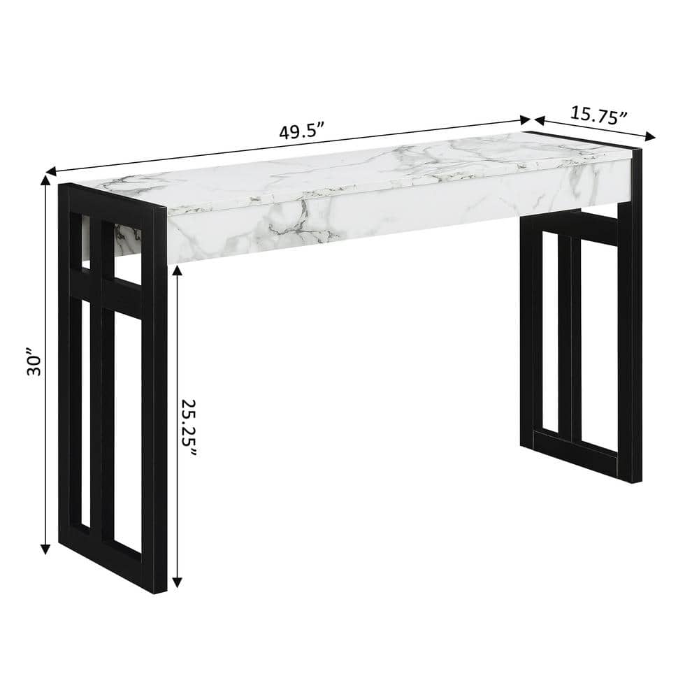 Monterey 50'' White Faux Marble & Black Wood Versatile Console Table