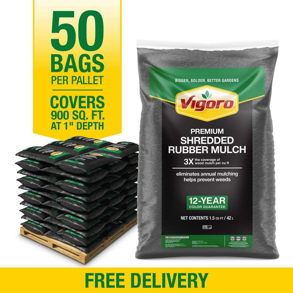Vigoro 75 cu. ft. Black Shredded Rubber Mulch (50 Bags) RM15BK50