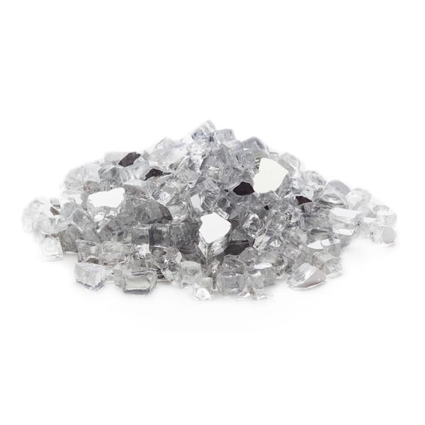 EXOTIC Fire Glass 1/2 in. Silver Tempered Reflective Fire Glass (10 lbs. Bag)