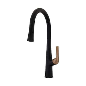 Trenchard Single Handle Pull-Down Sprayer Kitchen Faucet in Matte Black and Copper