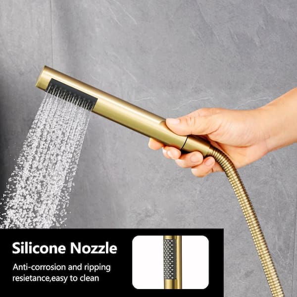 45 5/8-in 2-Handle Residentail Freestanding Tub Faucet with Hand Shower in Titanium Golden