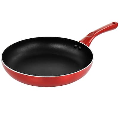 8 in. Aluminum Non Stick Gourmet Frying Pan in Red