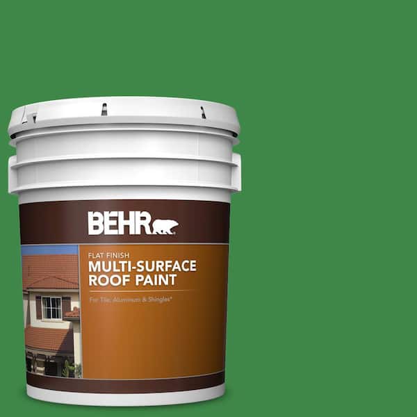 5 gal. #P400-7 Paradise of Greenery Flat Multi-Surface Exterior Roof Paint