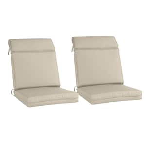 20 in. x 17 in. Outdoor High Back Dining Chair Cushion in Khaki (2-Pack)