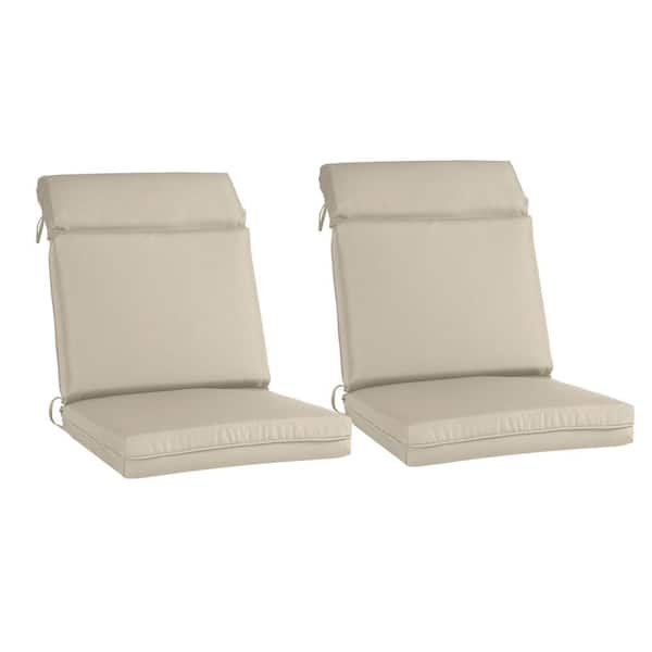 Aoodor 20 in. x 17 in. Outdoor High Back Dining Chair Cushion in Khaki (2-Pack)