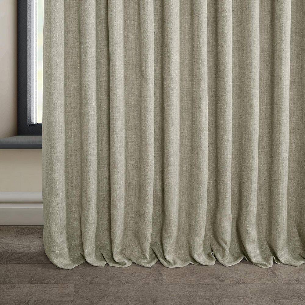 Oatmeal Beige Faux Linen Extra Wide Room Darkening Curtain - 100 in. W X 96 in. L (1 Panel)
