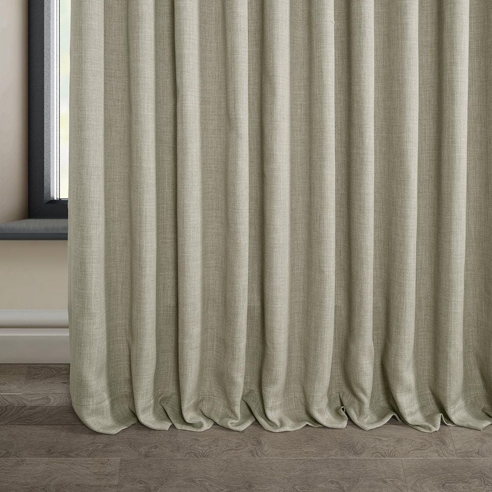 Oatmeal Faux Linen 108'' Room Darkening Window Curtain