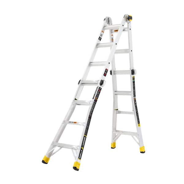 Gorilla Ladders - 18 ft Reach Aluminum Multi-Position Ladder with Tool Hangers, 300 lbs. Load Capacity, Type IA Duty Rating