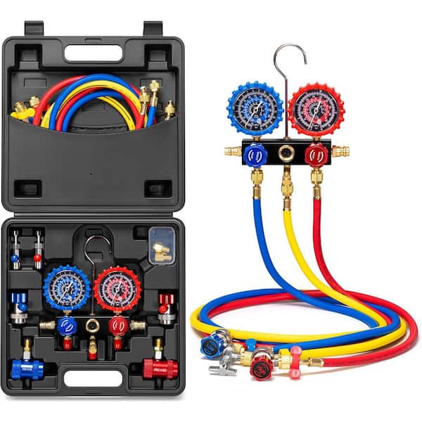 VIVOHOME Automotive 3-Way Manifold Gauge Set, Compatible with A1 and A2L Refrigerants